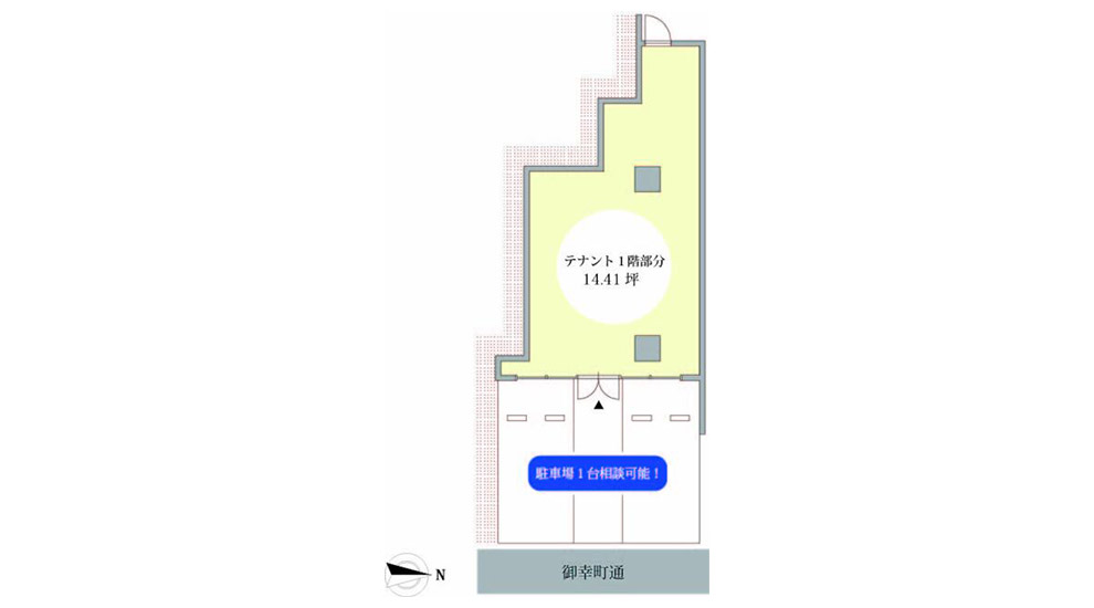 京都市役所前駅徒歩3分　駅近くで好アクセス！新築の1階路面店舗